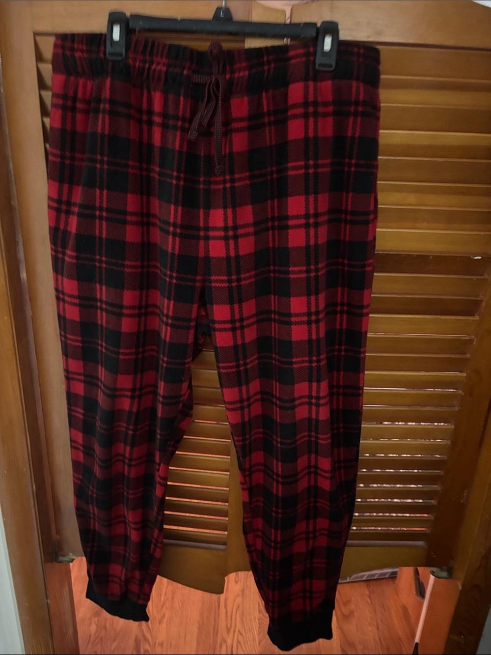 Falls Creek Red and Black Plaid Fleece Pajamas